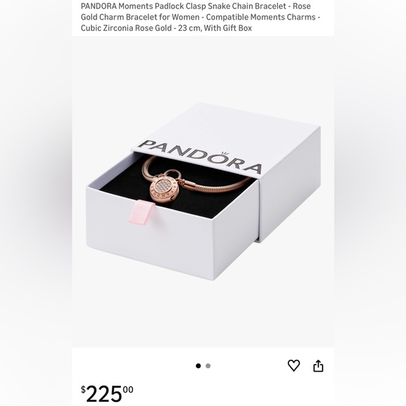 Pandora Bracelet Elegant Snake Rose Gold with Crystal  PadLock Clasp